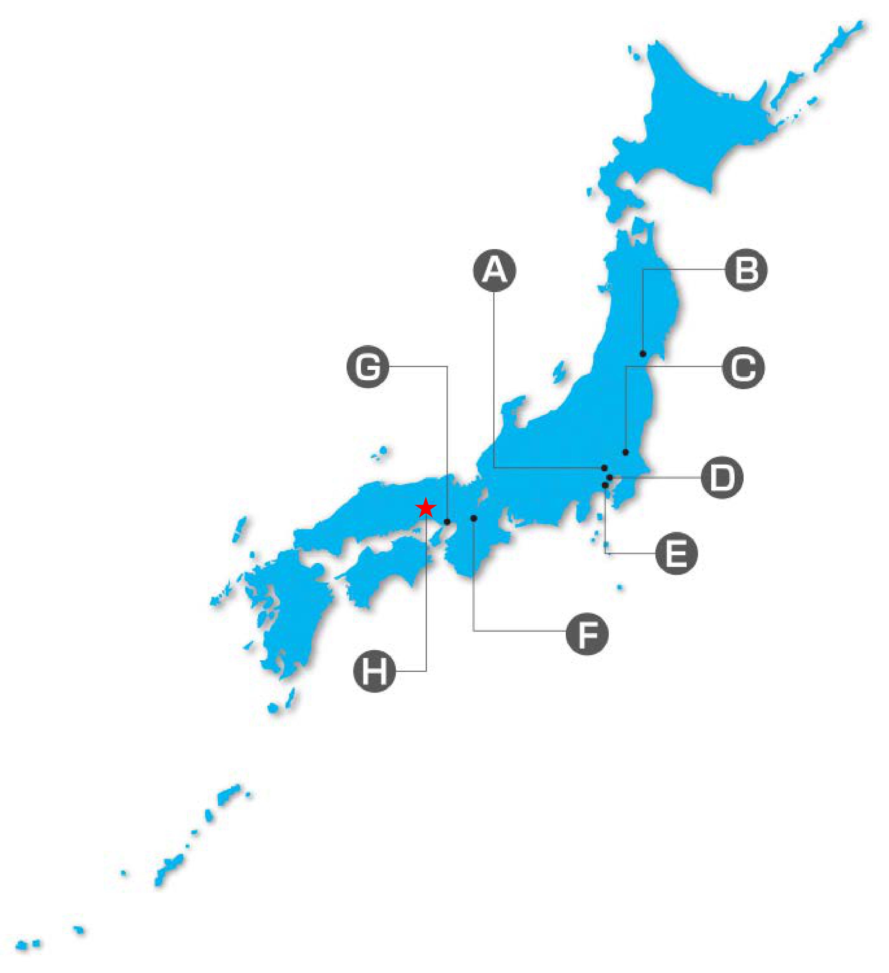 Map of domestic bases of RIKEN
