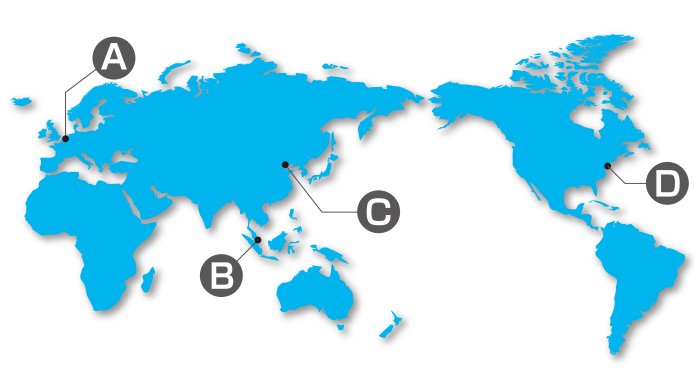 Map of overseas bases of RIKEN